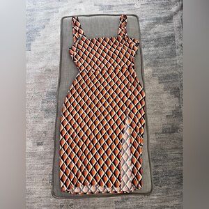 FARM Rio Orange and Black Diamond Midi Dress